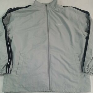 Reebok Vintage Windbreaker Light Weight Jacket Size M Gray Black White Zip Up‎